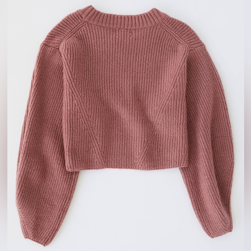 Urban Outfitters pink crop crewneck sweater with puff sleeves size L Large - Picture 7 of 10